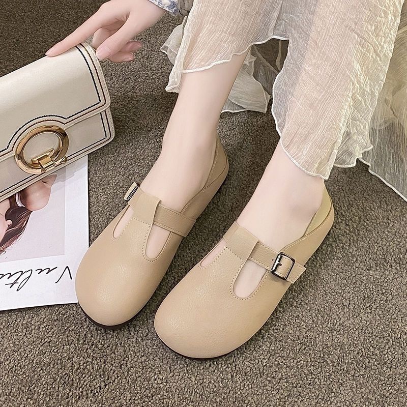 Hàng Mới Về ~ Giày Lười Da Thật Đế Bằng Thoải Mái Dễ Phối Đồ Phong Cách Mới Mùa Xuân