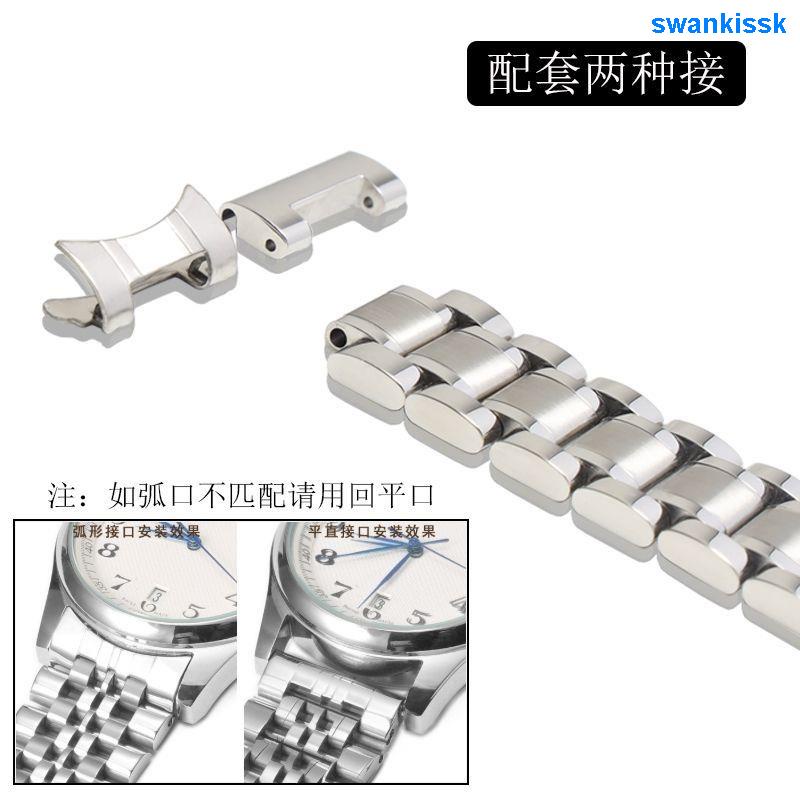 Dây Đồng Hồ Đeo Tay Bằng Thép Không Gỉ Màu Đen Trơn Đính Kim Cương Dành Cho Nam Nữ 20 0705