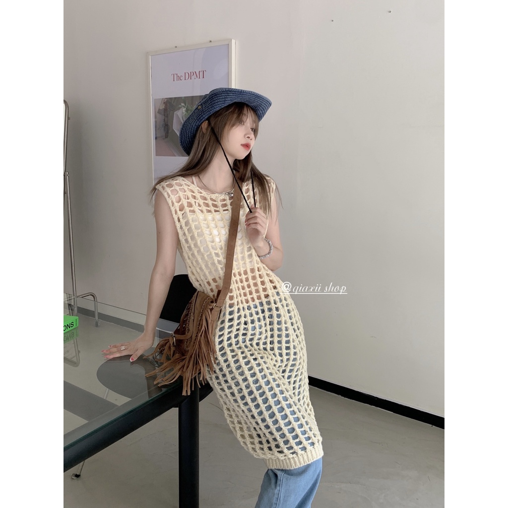 Phong Cách Mới Is Coming Áo Lưới Dệt Kim Rỗng Dáng Dài Phong Cách Niche Chic Thiết Kế Kiểu Nhật Ký Mặc Vào Mùa Hè Cho Nữ