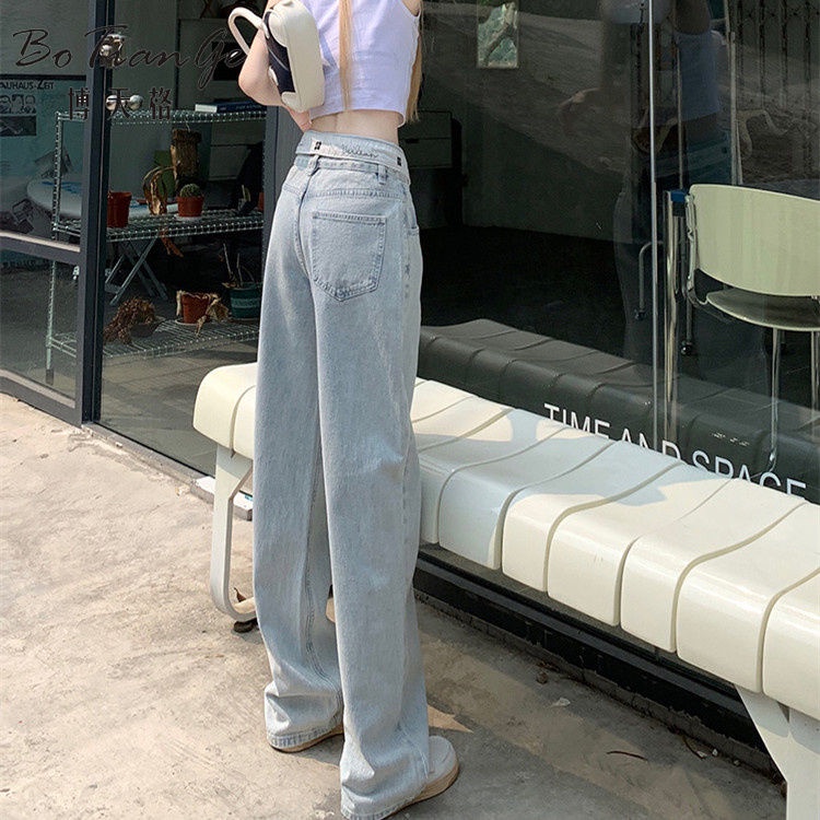 Quần Jean Ống Rộng Thẳng Phong Cách Mỹ Mùa Hè Cao Cấp Kiểu Mới Cho Nữ