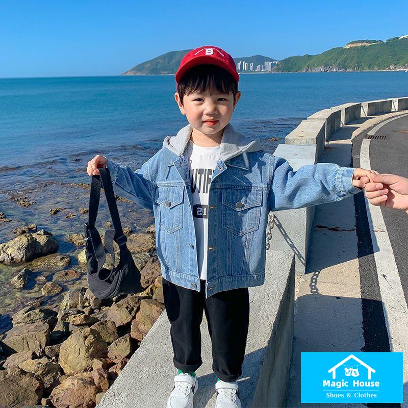 Áo Khoác Denim Có Mũ Trùm Thời Trang Hàn Quốc Mới 2023 Dành Cho Bé Trai