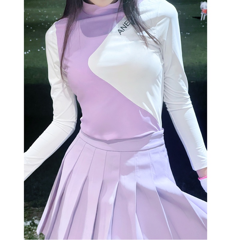 Áo Thun Chơi Golf Tay Dài Dáng Ôm Co Giãn Màu Tím Nhẹ Nhàng Nhanh Khô Dành Cho Bạn Nữ