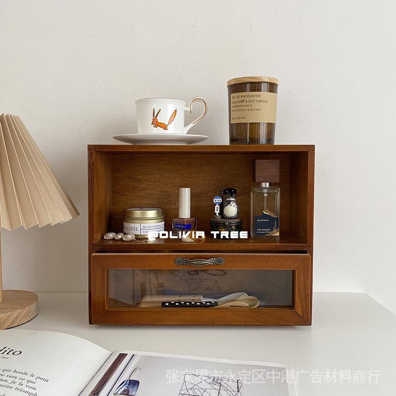Tủ Gỗ Đựng Trang Sức / Mỹ Phẩm Để Bàn Phong Cách vintage ZC9F