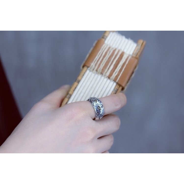 Nhẫn Hở Mạ Bạc Hình Quái Vật Thần Thoại Pixiu Độc Đáo Phong Cách Retro