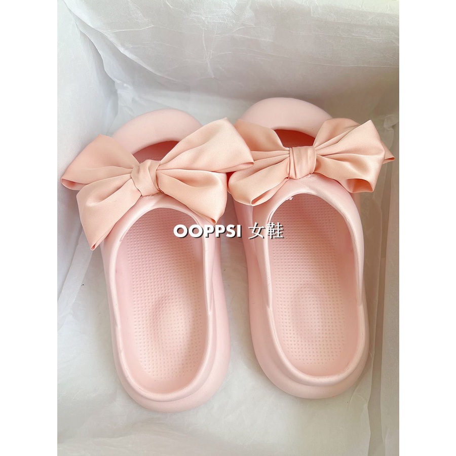 Dép Bít Mũi Đế Mềm Chống Va Chạm Đính Nơ Siêu Hot Dễ Thương Chống Nước Pla Cho Nữ