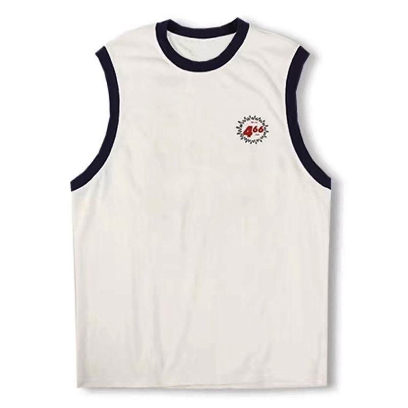 Jiashucheng Áo Thể Thao Sát Nách Dáng Rộng Màu Sắc Tương Phản Phong Cách Retro