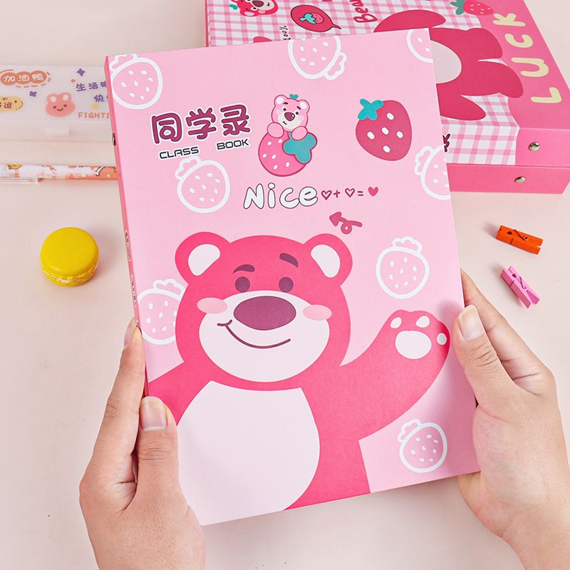 Đĩa Ghi Âm Họa Tiết Hoạt Hình Dâu Tây Và Chú Gấu Dễ Thương Cho Học Sinh Tiểu Học Lớp Sáu