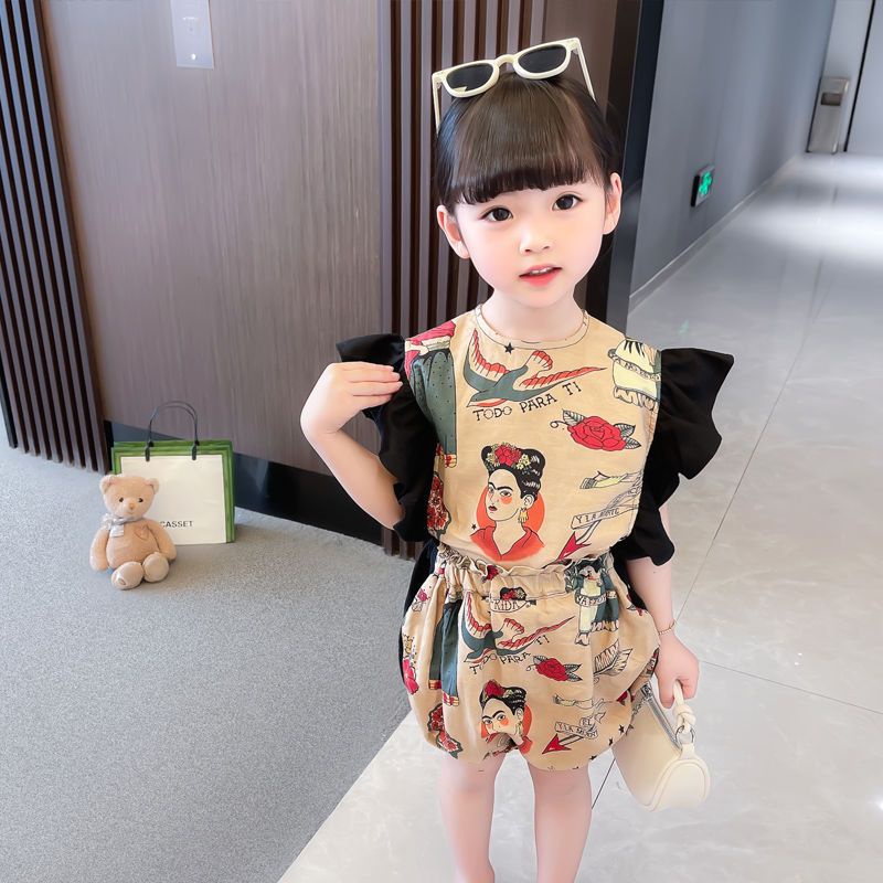Hàng Mới Về Bộ Áo Liền Quần Tay Ngắn Phối Ren Hoa Thời Trang Mùa Hè 2023 Dành Cho Bé Gái