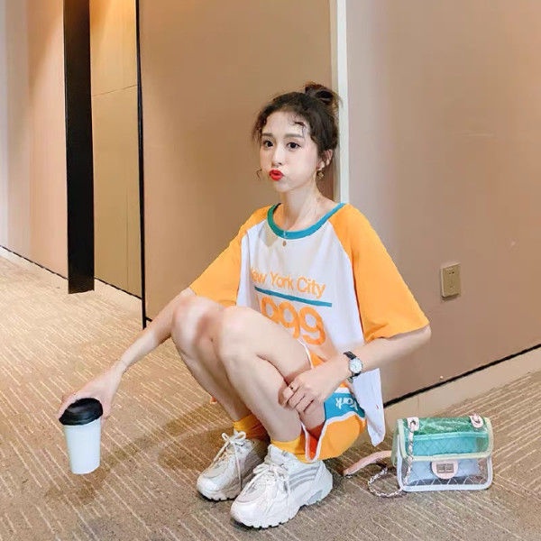 Bộ Đồ Thể Thao Hai Mảnh Dáng Rộng Phong Cách Hàn Quốc Thời Trang Mùa Hè Mới Cho Nữ