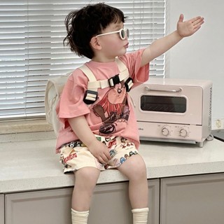 Bộ Đồ Thể Thao Áo Thun Tay Ngắn In Hình Hoạt Hình Dễ Thương Thời Trang Mùa Hè Cho Bé Trai