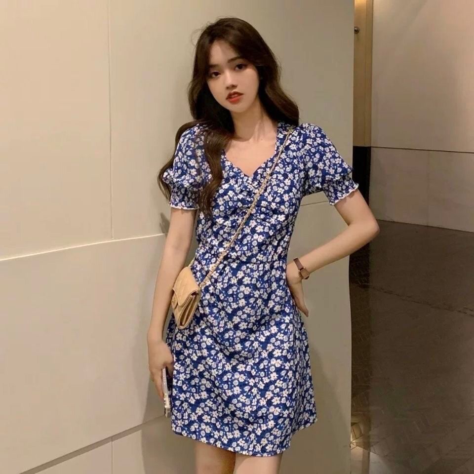 Đầm Ngắn Tay Ôm Eo In Hoa Thời Trang Mùa Hè Dành Cho Nữ