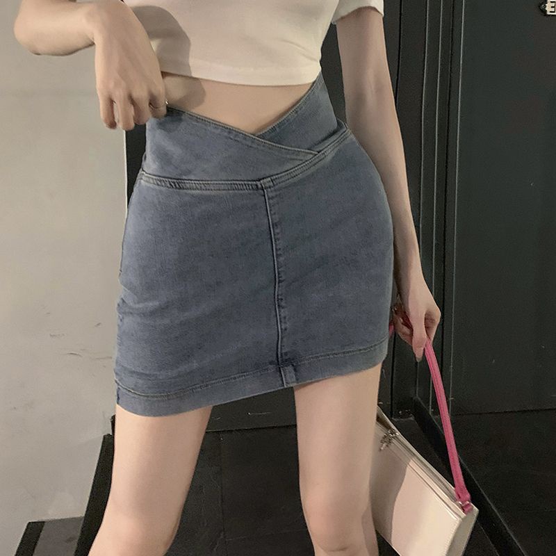 Jiashucheng Chân Váy Denim Chữ A Lưng Cao Dáng Ôm Thời Trang Mùa Hè Cho Nữ
