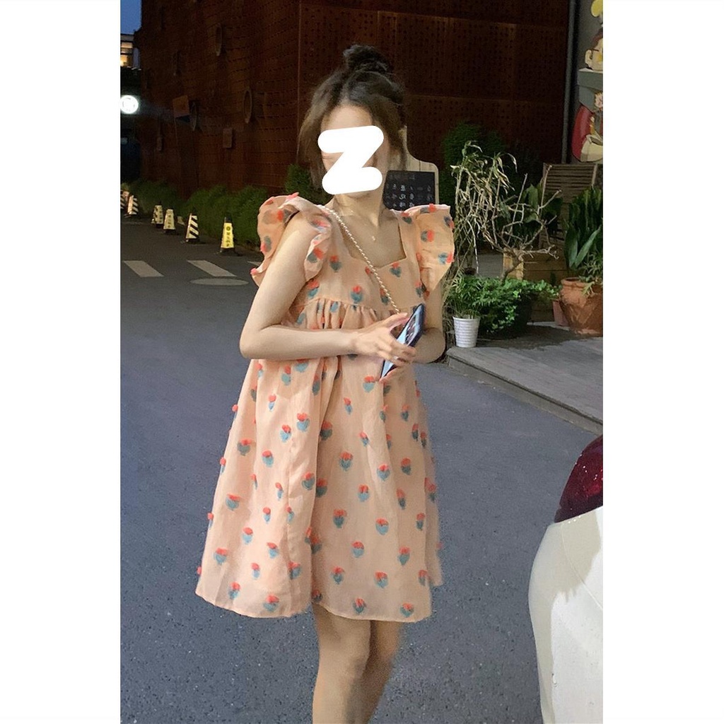 Đầm Hai Dây Mùa Hè Tay Bay Kiểu Dáng Ngọt Ngào Nhẹ Nhàng Cho Nữ