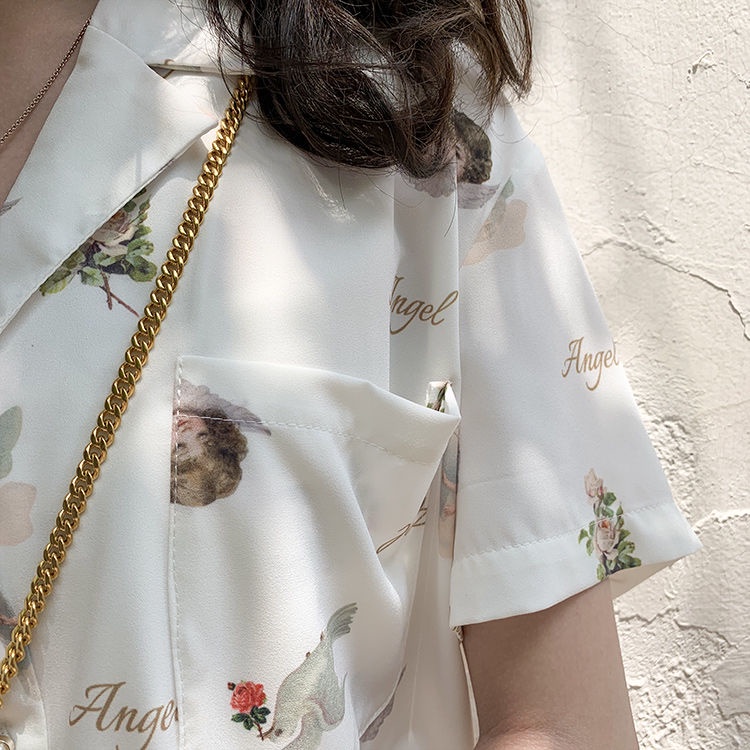 Áo Sơ Mi Nữ Ngắn Tay Cổ Chữ V Thời Trang Nhật Bản