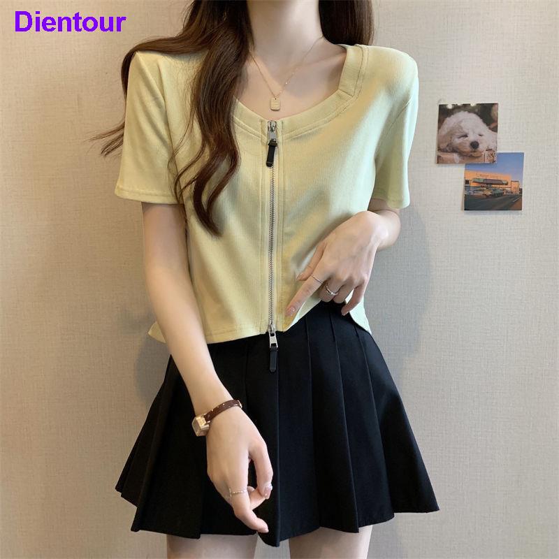 Đồng Hồ Giao Hàng Trong Vòng 24 Giờ Đến 24 Giờ Tiện Dụng#Áo Thun Tay Ngắn Có Khóa Kéo Đôi Bằng cotton Nguyên Chất Thời Trang Mùa Hè Hàng Mới