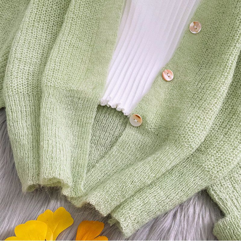 Áo Khoác Cardigan Dệt Kim Tay Dài Thiết Kế Đơn Giản Hợp Thời Trang Cho Nữ