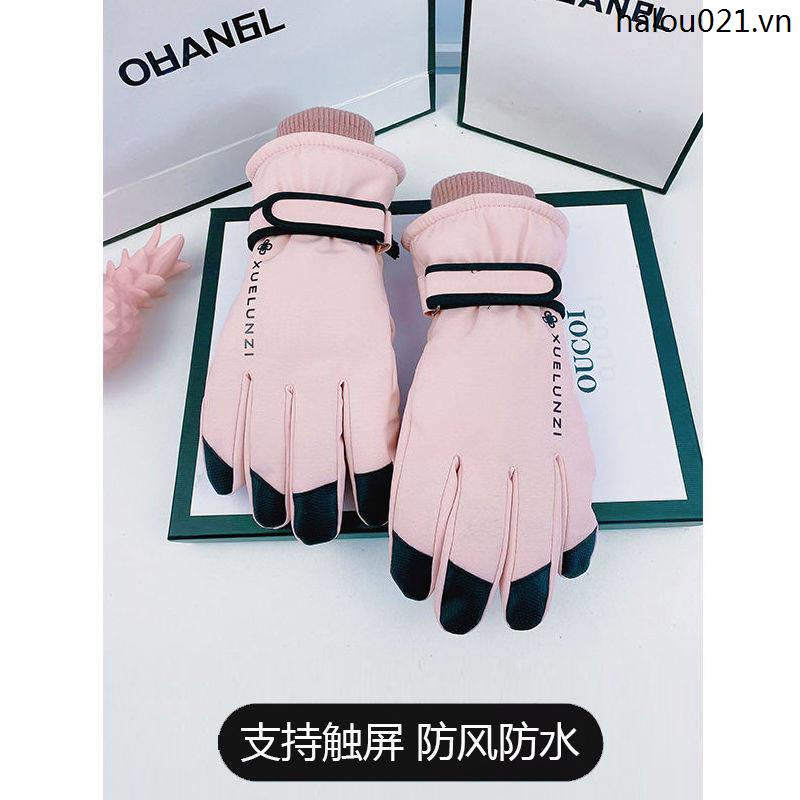 Găng Tay Lái Xe Trượt Tuyết Vải Lông Cừu Dày Dặn Giữ Ấm Chống Lạnh Chống Nước Phiên Bản Hàn Quốc Dễ Thương Mùa