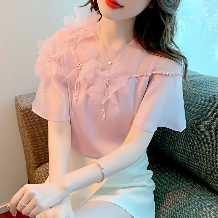 Áo Thun Tay Ngắn Phối Lưới Mỏng Thời Trang Mùa Hè Cho Nữ