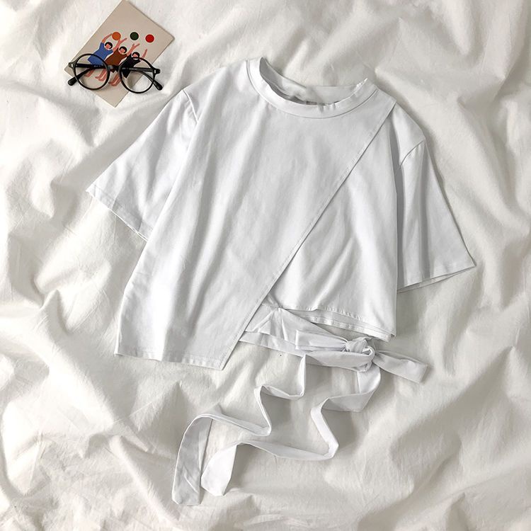 Set Áo Thun Ngắn Tay Cột Dây + Quần Lửng Phong Cách Hàn Quốc Thời Trang Mùa Hè Hàng Mới Dành Cho Nữ