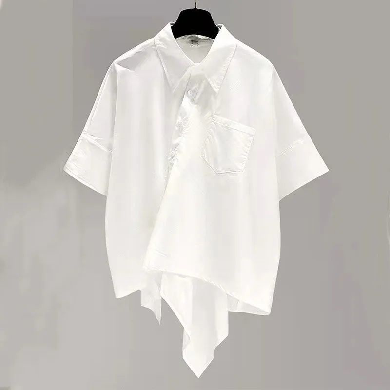 Set Áo Sơ Mi Tay Ngắn Dáng Rộng + Chân Váy Chữ A Lưng Cao Thời Trang Mùa Hè Phong Cách Hàn Quốc Cho Nữ