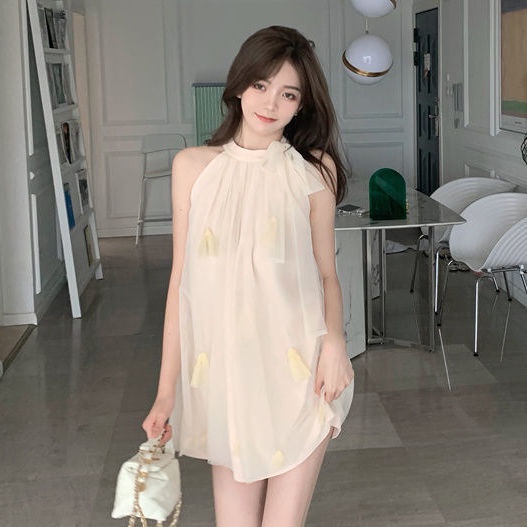 Đầm Lưới Cổ Yếm Dáng Rộng Thời Trang Mùa Hè Hàng Mới 2023 Dành Cho Bạn Nữ