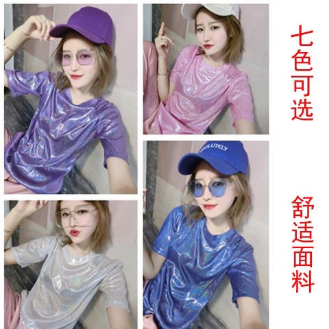 Áo Thun Tay Ngắn Đính Ngọc Trai Lấp Lánh Phong Cách Mới Mùa Hè Cho Nữ