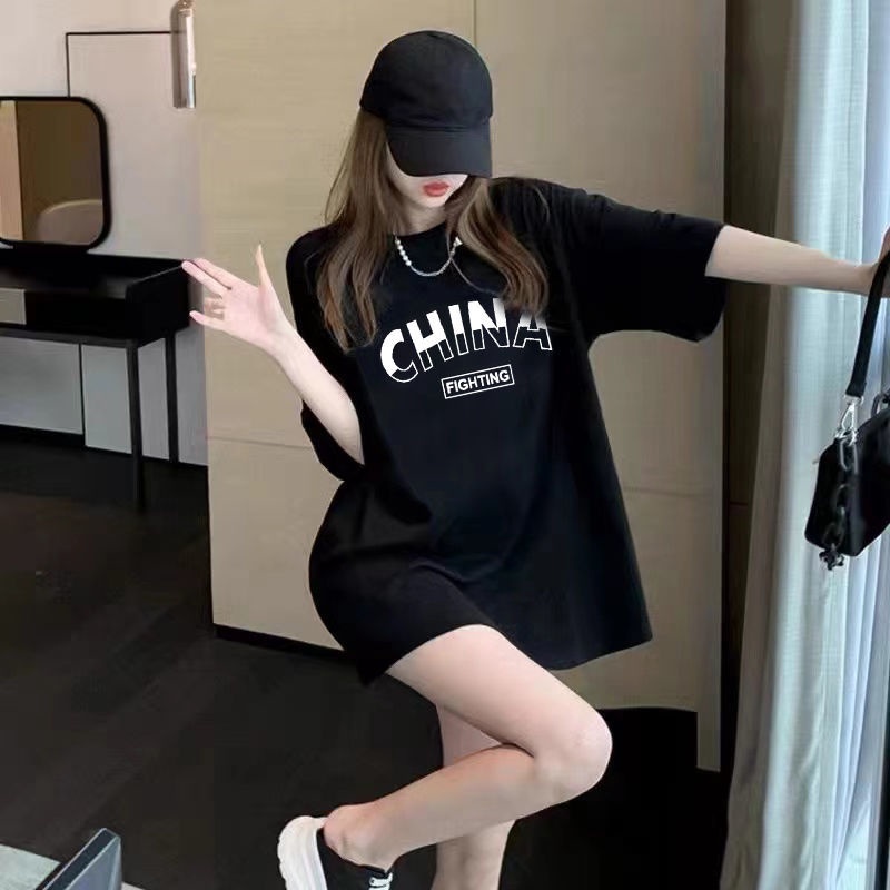 Áo Thun Cotton Ngắn Tay Dáng Rộng Phong Cách Hàn Quốc Cho Nữ