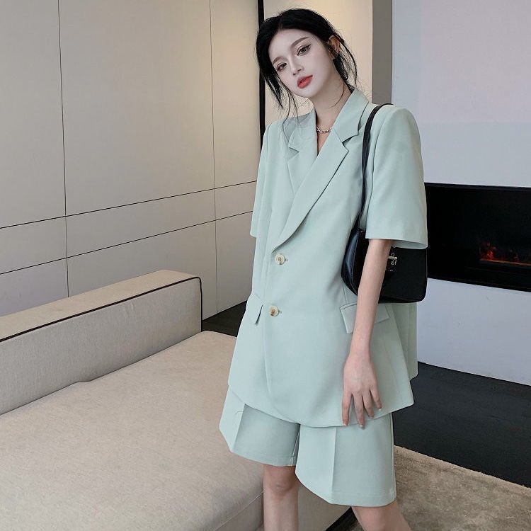 Hàng Mới Về ~ Set Áo Khoác Vest Tay Ngắn Dáng Rộng Mỏng Nhẹ Phù Hợp Với Mọi Phong Cách