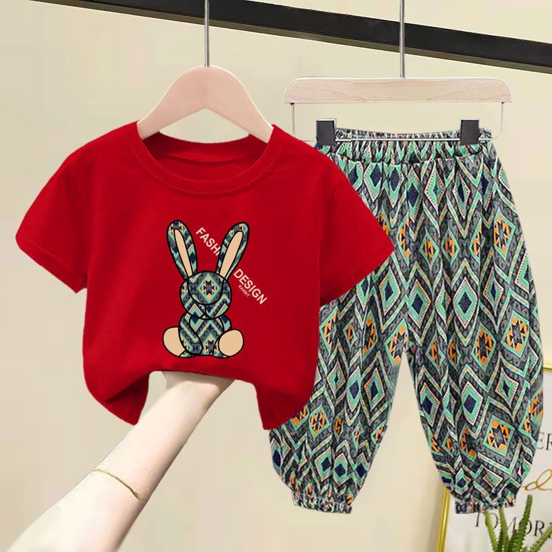 Set Áo Thun Cotton Ngắn Tay Và Quần Dài Thời Trang 2023 Cho Bé