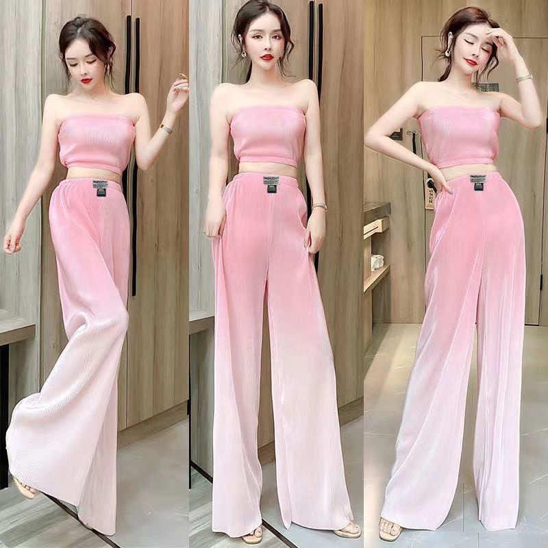 Quần Dài Ống Rộng Bằng Lụa Mát Màu Gradient Phong Cách Mới Dành Cho Nữ