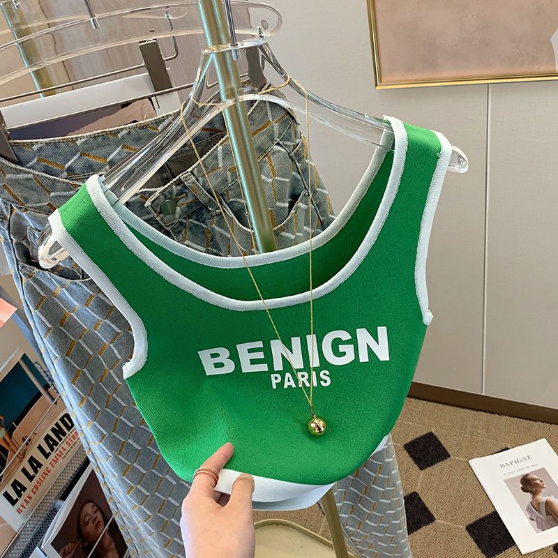 Áo Hai Dây Ngắn Mỏng Vừa Vặn Mùa Hè In Chữ Thời Trang Mới Cho Búp Bê Barbie 100kg