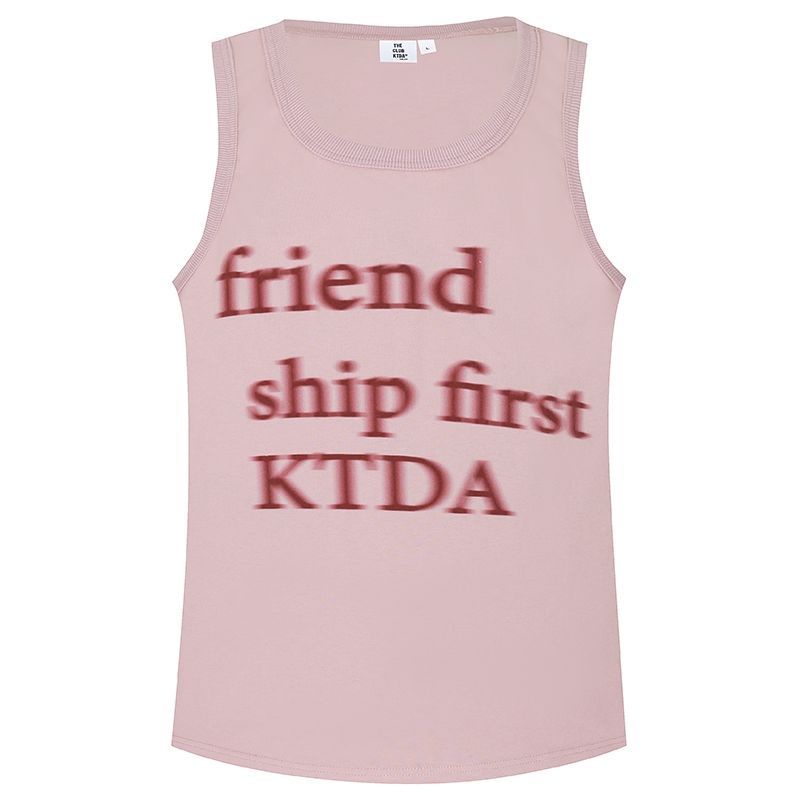 Áo Thun Cotton Không Tay Dáng Rộng In Chữ Thời Trang Mùa Hè Cho Nữ