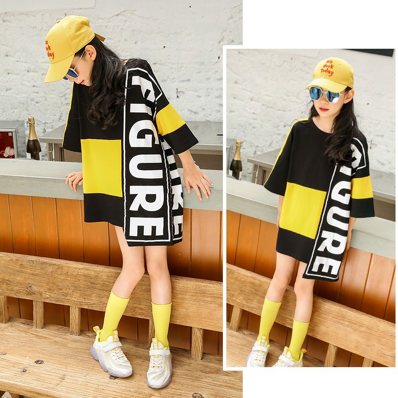 Áo Thun Mùa Hè 2023 Dáng Rộng Tay Cộc Phong Cách Hip-Hop Phương Tây Hợp Thời Trang Cho Bé Gái