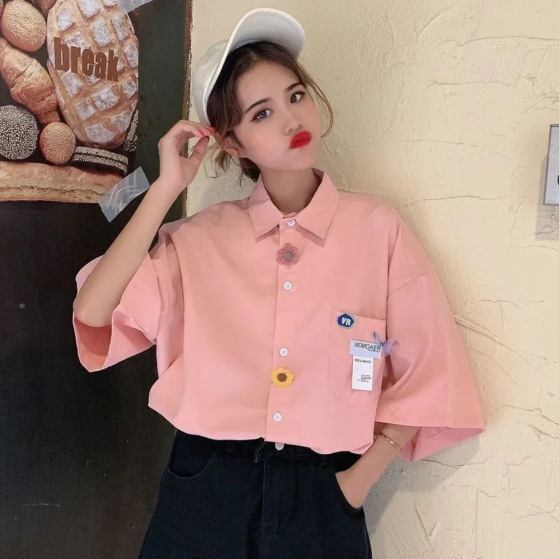 Áo Sơ Mi Trắng Mềm Ngắn Tay Dáng Rộng Phong Cách Hong Kong Thời Trang Mùa Hè Cho Nữ