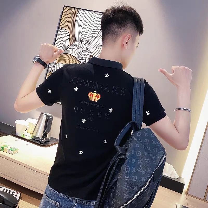 Áo Thun Polo Tay Ngắn Dáng Ôm Thêu Họa Tiết Thời Trang Cho Nam