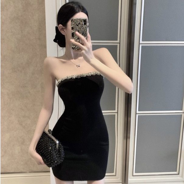 Hàng Mới Về Bán Chạy Mới ~ Đầm Ống Đính Đá Lấp Lánh Phong Cách Retro Cho Nữ