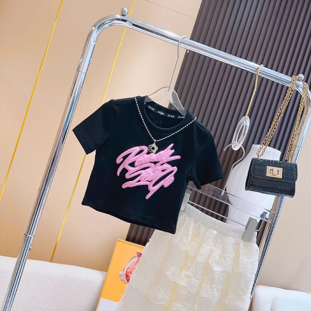 Hàng Mới Về Áo Thun Tay Ngắn In Chữ Thời Trang 2023 Dành Cho Bé Gái
