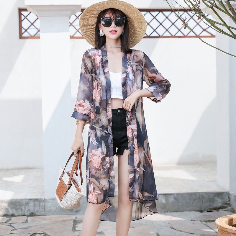 Áo Khoác Cardigan Chống Nắng Dáng Rộng Chất Liệu Chiffon Thời Trang Mùa Hè 2023 Mới Cho Nữ