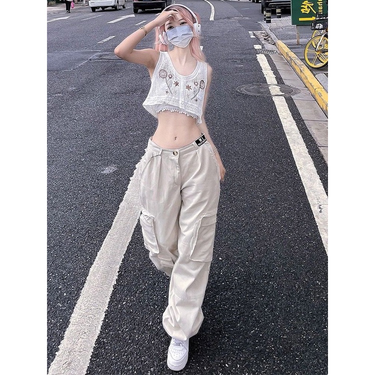 Quần Dài Ống Rộng Lưng Cao Phong Cách Retro Mỹ Thời Trang Xuân Hè Hàng Mới Chất Lượng Cao Dành Cho Bạn Nữ