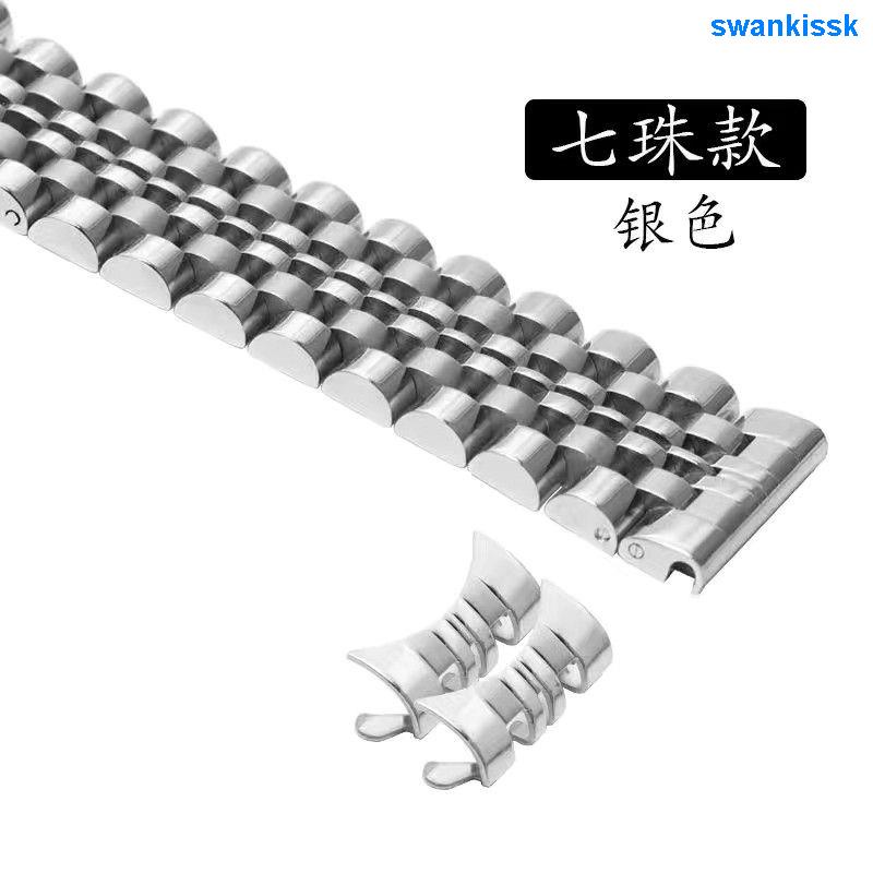 Dây Đồng Hồ Đeo Tay Bằng Thép Không Gỉ Màu Đen Trơn Đính Kim Cương Dành Cho Nam Nữ 20 0705