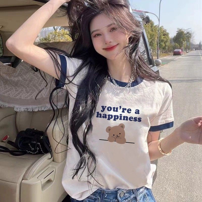 Áo Thun Cotton Mỏng Tay Ngắn Dáng Rộng Màu Trắng Phong Cách Mùa Hè Mới Cho Nữ