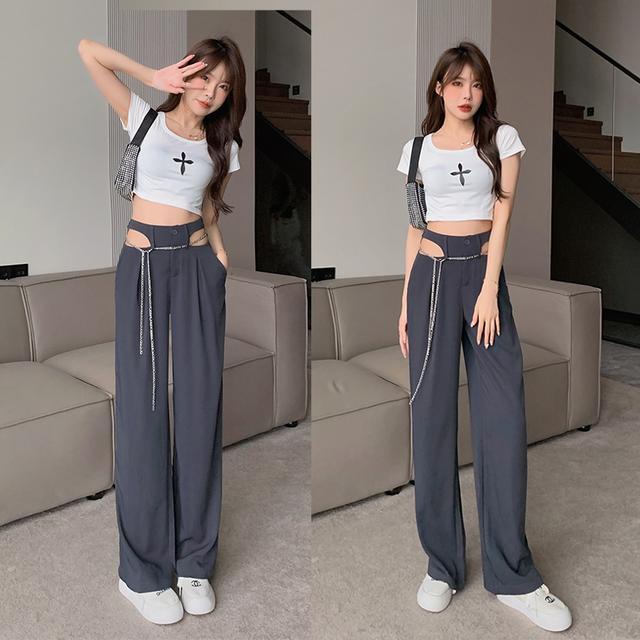 Quần Dài Ống Rộng Lưng Cao Phong Cách Hàn Quốc Thời Trang Mùa Hè Hàng Mới Dành Cho Bạn Nữ