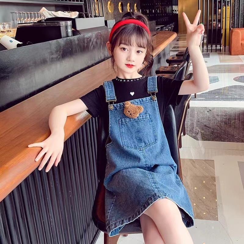 ~ Váy Yếm Denim Hai Dây Cỡ Vừa Thời Trang Mới 2023 Dành Cho Bé Gái