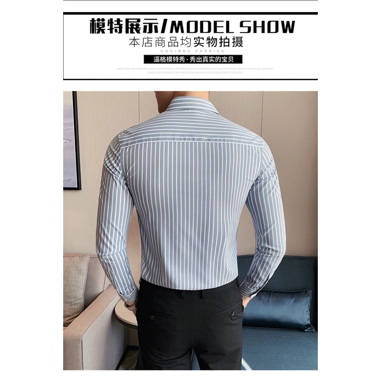 Áo Sơ Mi Nam Tay Dài Kẻ Sọc Phong Cách Doanh Nhân Thời Trang Mùa Thu 35%