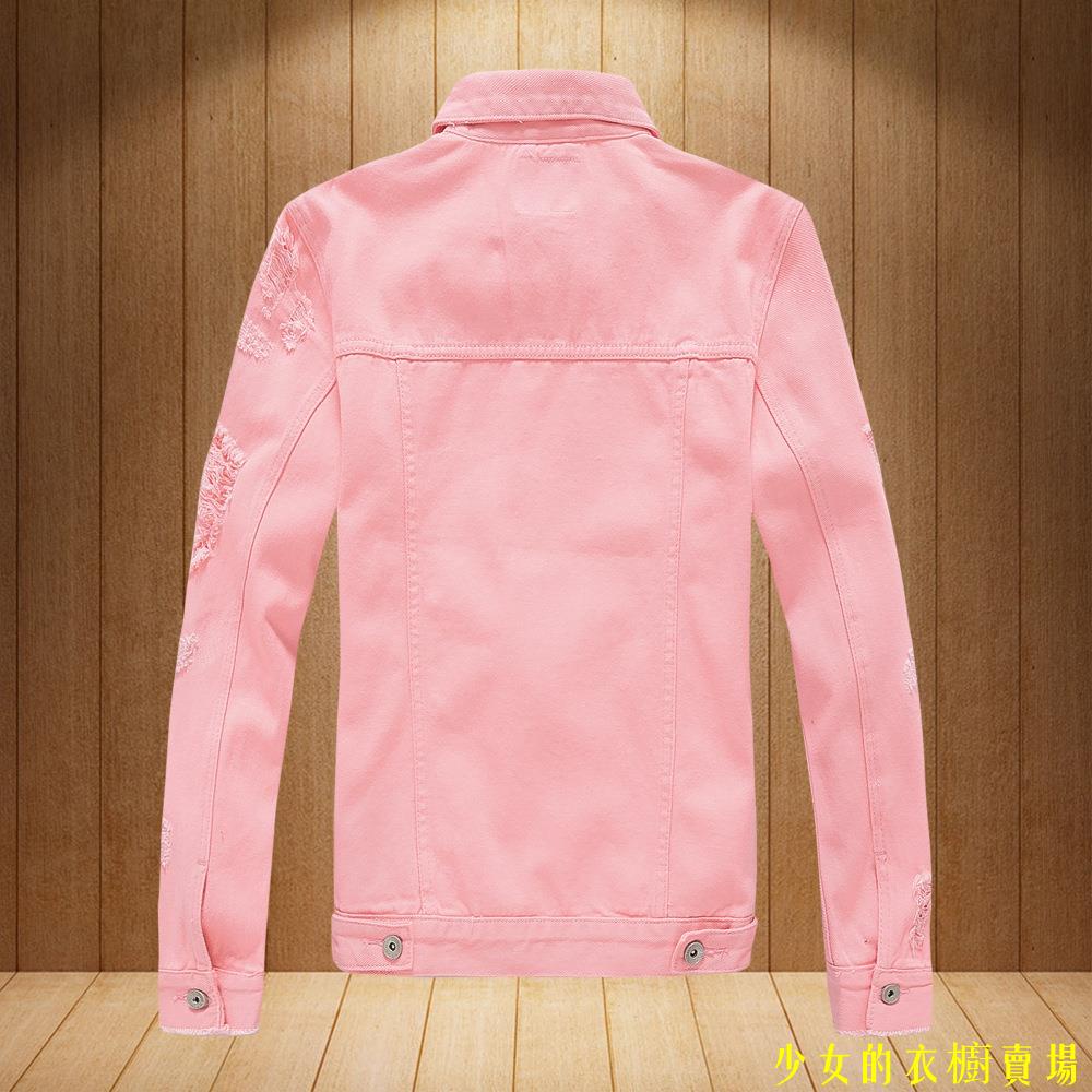Áo Khoác Denim Tay Dài Dáng Rộng Phối Rách Kiểu Hàn Quốc Thời Trang Xuân Thu Cho Các Cặp Đôi