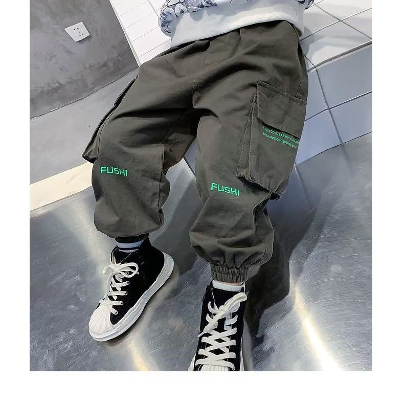 Quần Dài Thể Thao Có Túi Lớn Bằng cotton Nguyên Chất Thời Trang Xuân Thu Kiểu Mới Cho Bé Trai