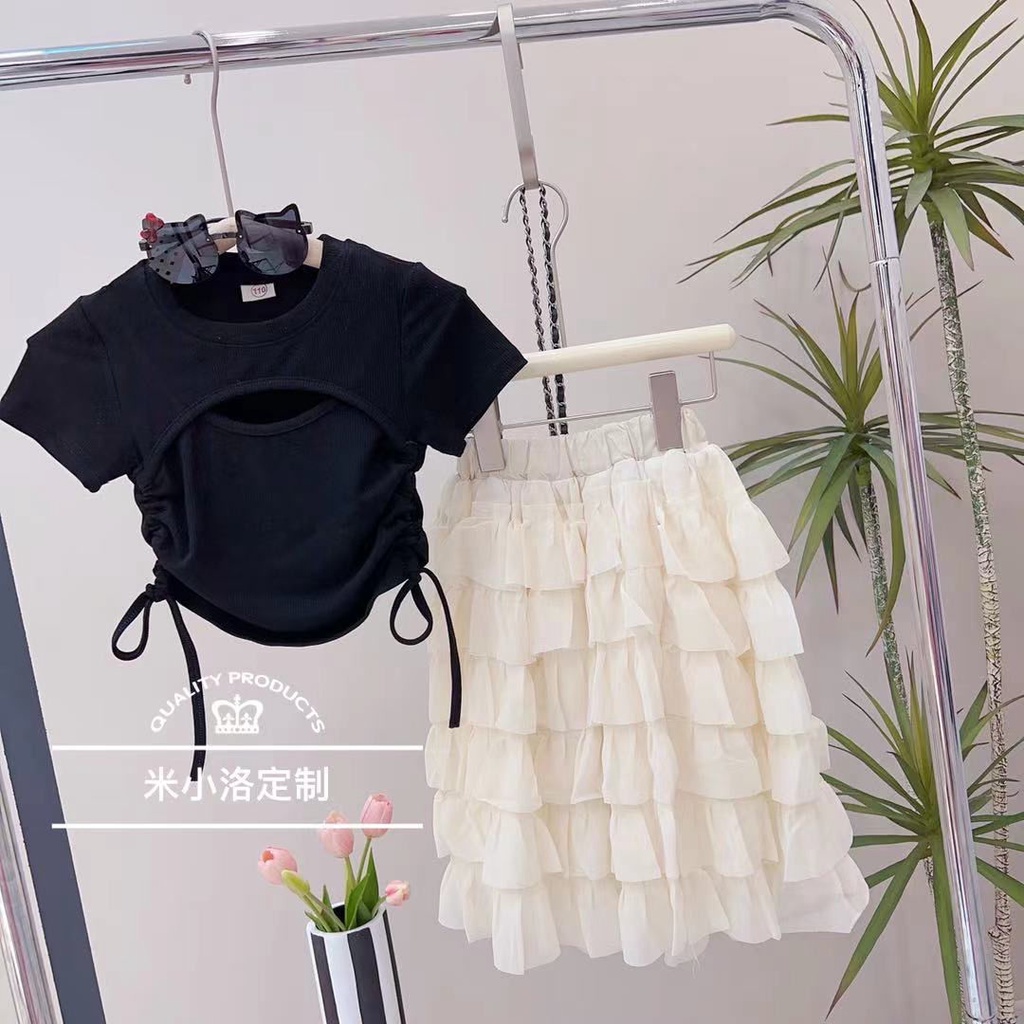 Áo Thun Ngắn Hai Dây Ôm Dáng Phong Cách Ngọt Ngào Cá Tính Cho Bé Gái