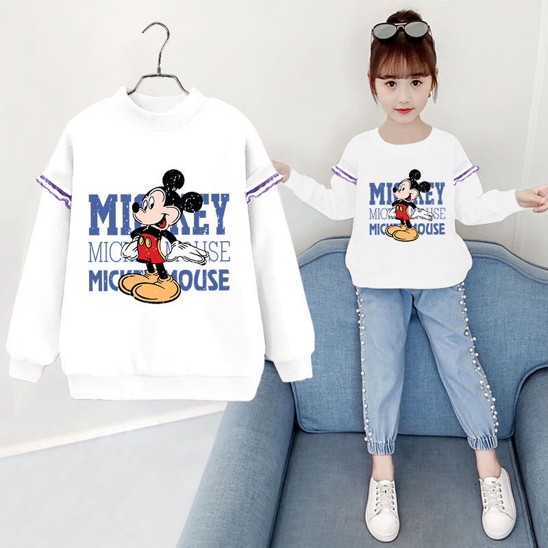 ~ áo len bé gái 2023 phong cách mới vừa lớn thời trang trẻ em dễ thương dài tay áo