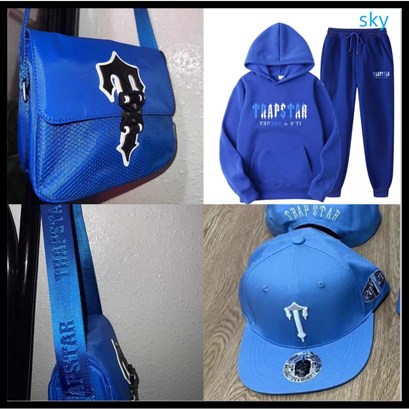 Trapstar hot-selling blue series suit shoulder bag / london street fashion cùng phong cách phù hợp với túi đeo chéo cơ thể mặc phù hợp với bộ đồ trong
