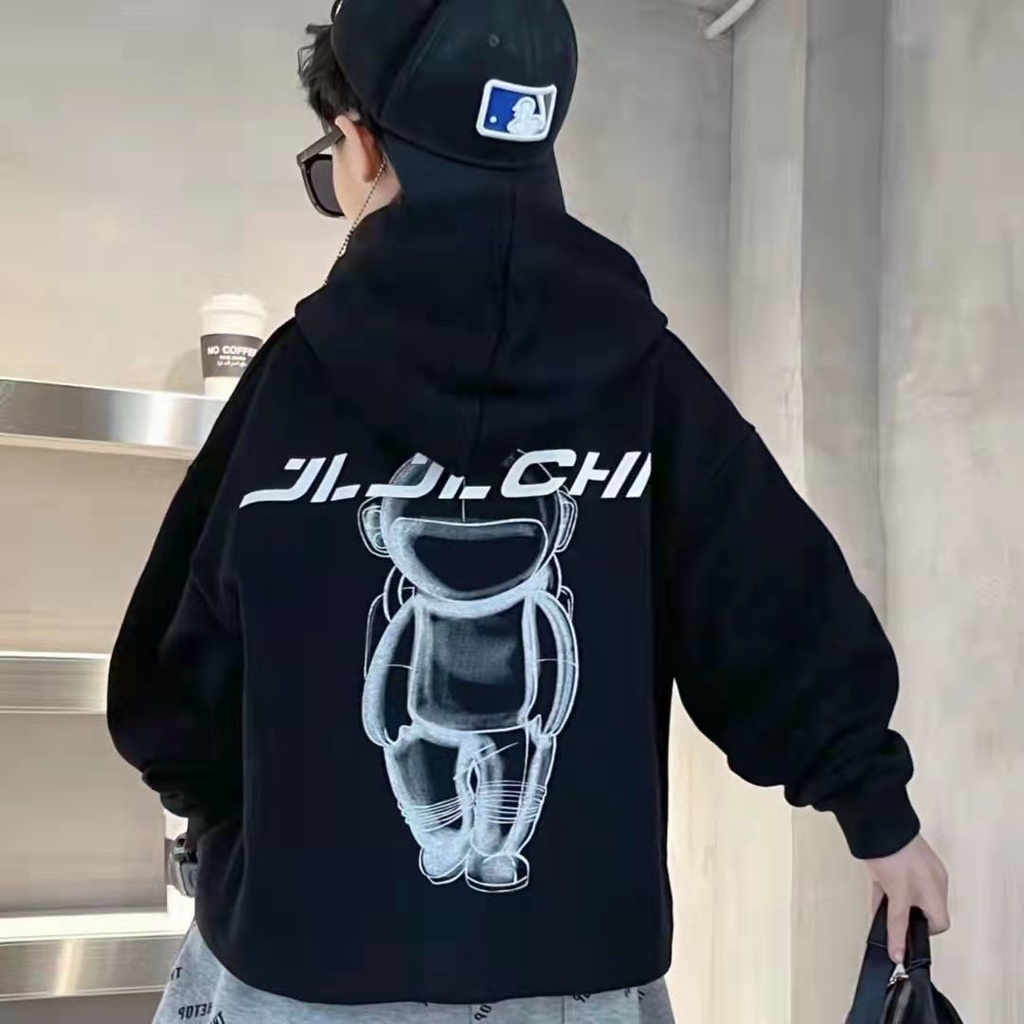 Hàng Có Sẵn ~  Áo sweatshirt Dày Có Mũ Trùm Phong Cách Hàn Quốc Thời Trang Mùa Thu Cỡ Vừa Và Lớn Cho Bé Trai